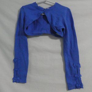 CHILDREN'S PLACE | small 5-6 | Blue Cardigan Shawl | Bow Design on Sleeves